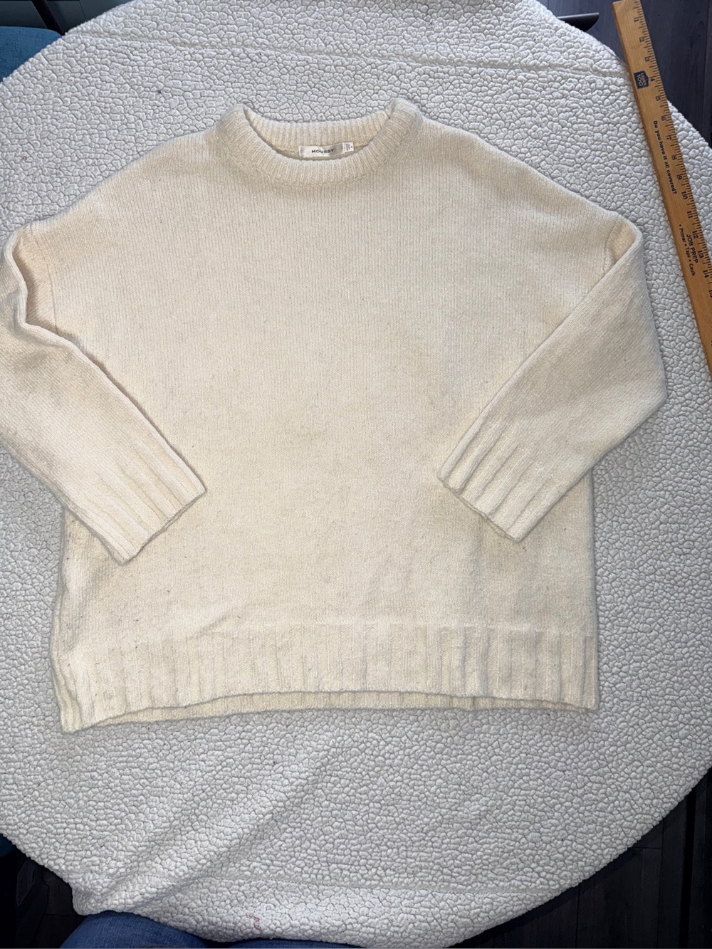 Moussy Cream Knit Oversized Sweater - One Size